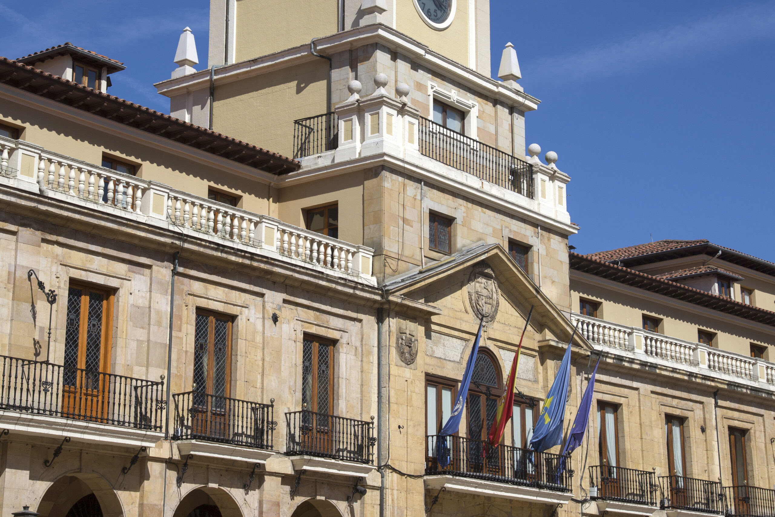 City Hall and Square in Oviedo; Asturias; Spain